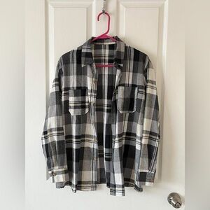 Black and White Plaid Button Up